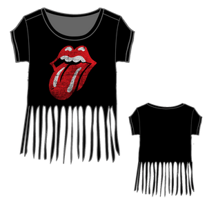 Rolling Stones Distressed Tongue Logo -  Black T-Shirt