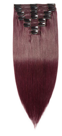FREE - Bey 22 inch Straight 8 piece Clip in Synthetic Hair Extensions - Wine Red