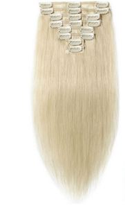 FREE - Bey 22 inch Straight 8 piece Clip in Synthetic Hair Extensions - Pale Blonde