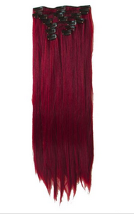 FREE - Bey 22 inch Straight 8 piece Clip in Synthetic Hair Extensions - Dark Red