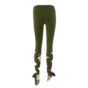 Ribbon Yoga Pants - Army Green