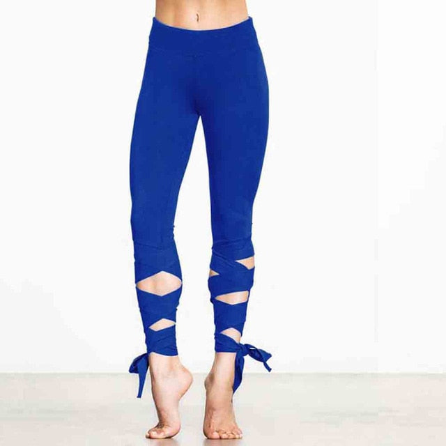 Ribbon Yoga Pants - Blue