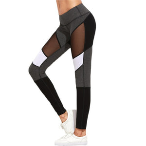 Black Mesh / White Panel Casual Leggings