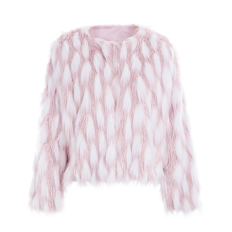 Pinky Feathered Faux Fur Coat