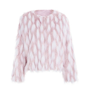 Pinky Feathered Faux Fur Coat