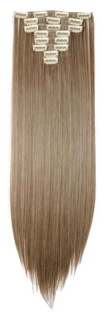 FREE - Bey 22 inch Straight 8 piece Clip in Synthetic Hair Extensions - Ash Brown