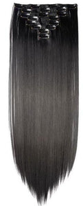 FREE - Bey 22 inch Straight 8 piece Clip in Synthetic Hair Extensions - Dark Black