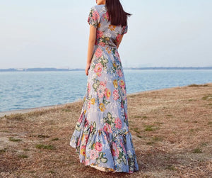 The Prarie Irregular Hem Floral Print Dress
