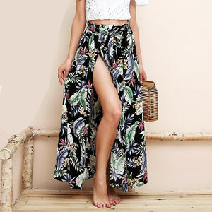 Thigh High Split Vintage Print Skirt