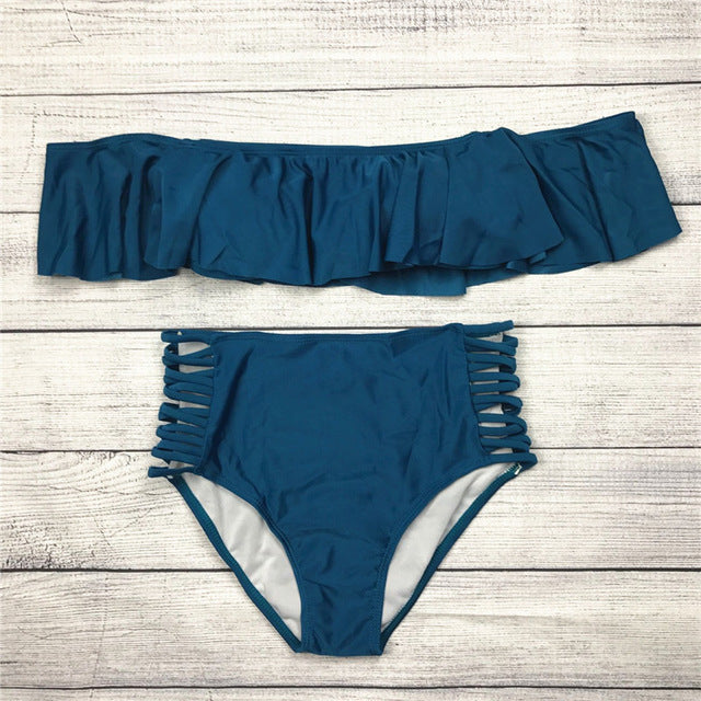 Push Up Bandeau Bikini - Blue