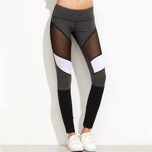 Black Mesh / White Panel Casual Leggings