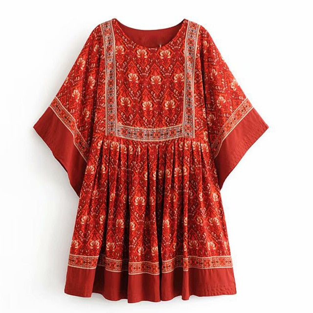 Gypsy Floral Print Mini Dress