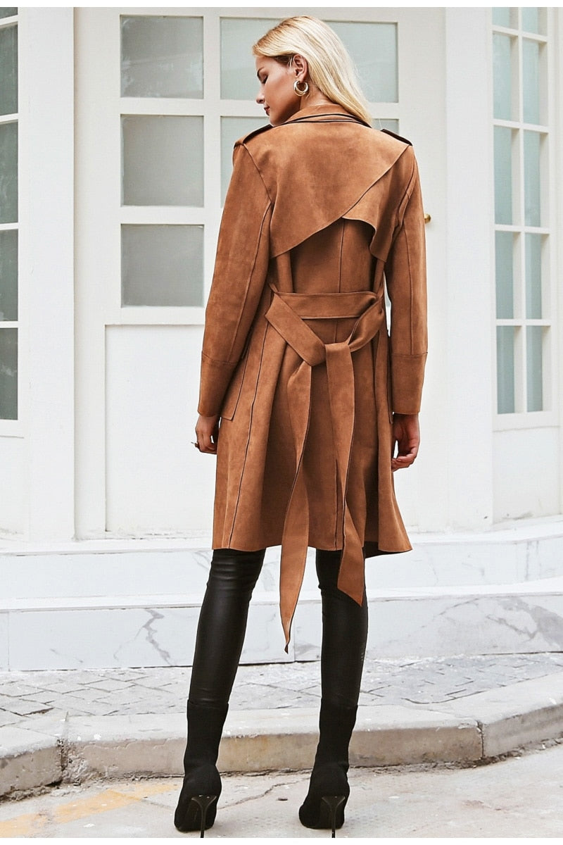 "The Luxe" Vegan Suede Trench Coat