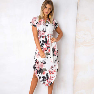 Pink Flowers Print Long Dress