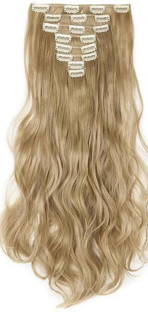 FREE - Michelle 24 inch Curly 8 Piece Set Clip in Synthetic Hair Extensions - Ash Blonde
