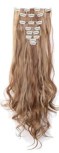 FREE - Michelle 24 inch Curly 8 Piece Set Clip in Synthetic Hair Extensions - Light Brown/Ash Blonde