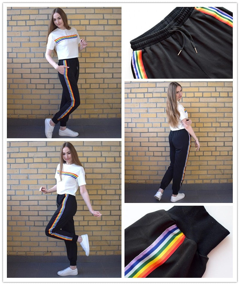 Rainbow Striped Side Sweatpants