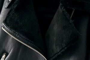 Vegan Leather Suede Leather/Faux Fur Moto Jacket